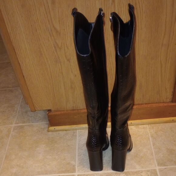 🆕🤠👢Pretty Little Thing Black Croc Knee High Boots - Picture 4 of 11